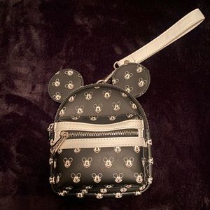 Black and White Mickey Mouse Disney Parks Loungefly Wristlet